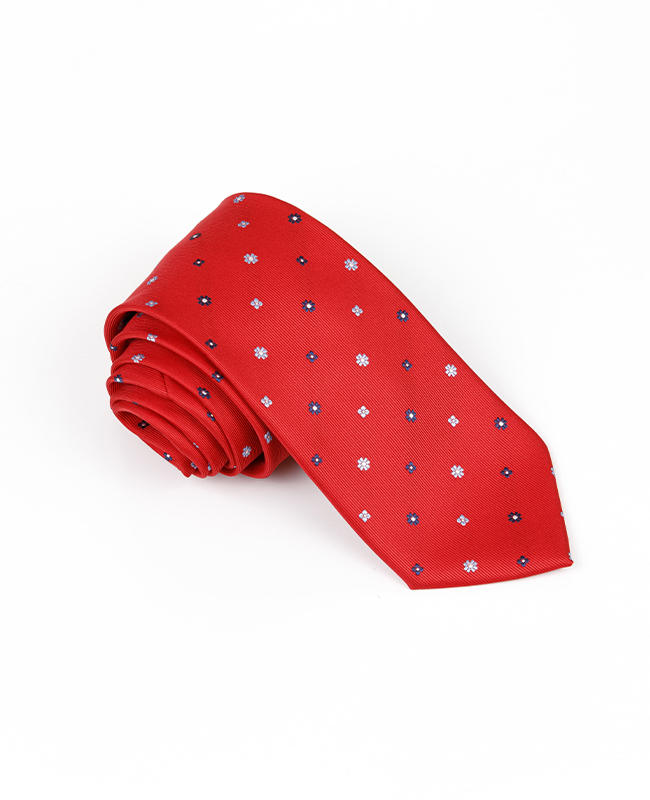 FN-011 red background custon men' s fashion Woven Silk Tie