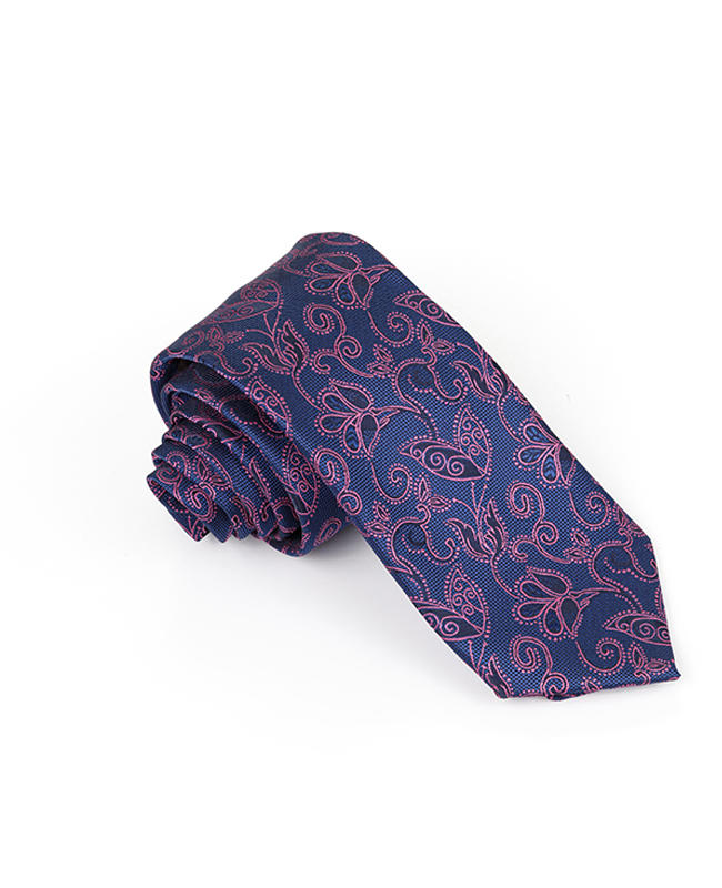 FN-014 Purple color paisley design Handmade Woven Silk Tie