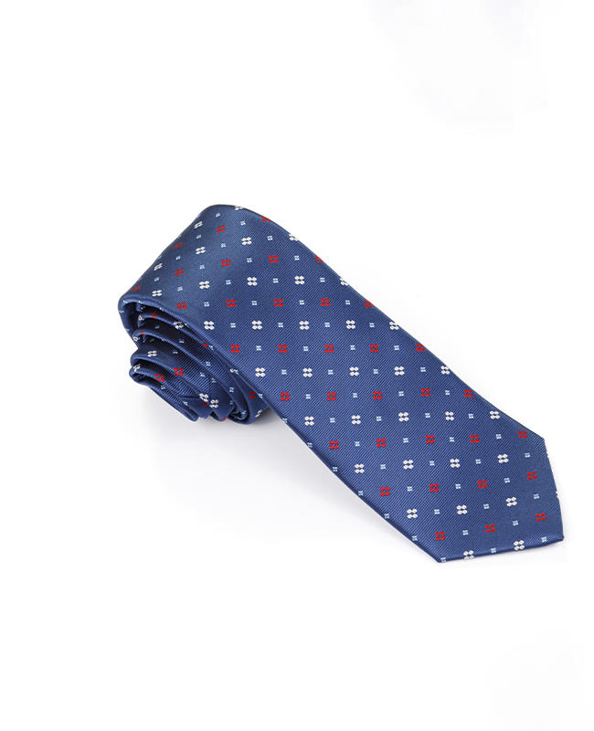 FN-023 Blue colour dotty design Men's Silk 100% Handmade Silk Tie 100% Woven Silk Tie