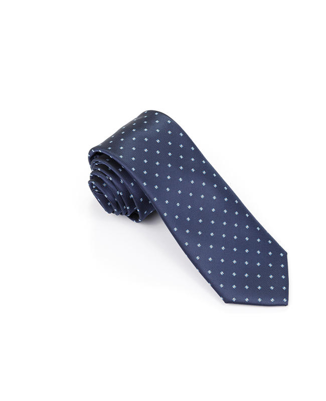 FN-029 Blue colour dotty design Men's Silk 100% Handmade Silk Tie 100% Woven Silk Tie