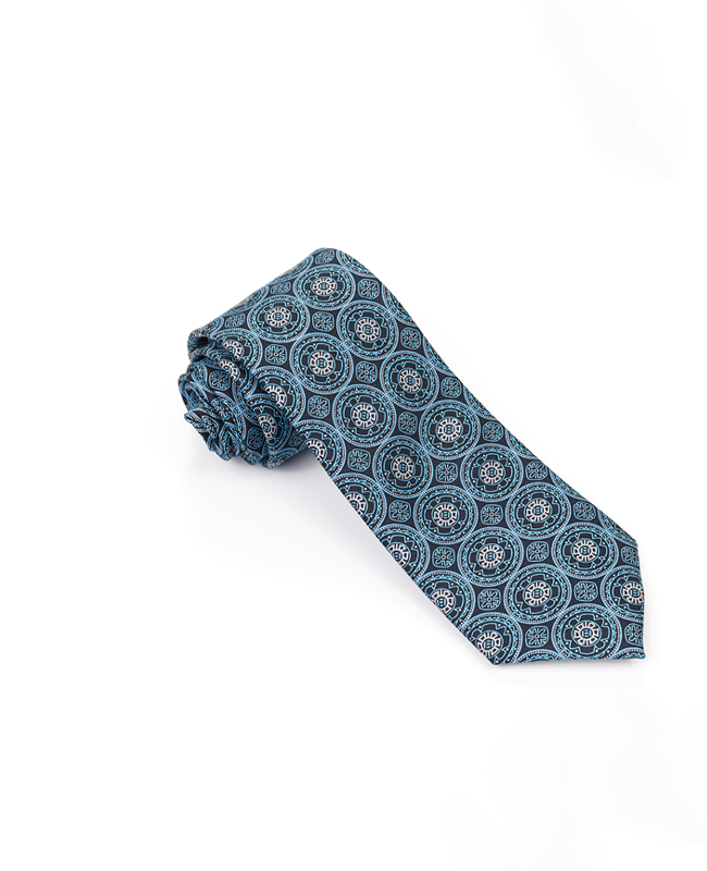 FN-041 Green color flower design Men's Woven Silk Tie