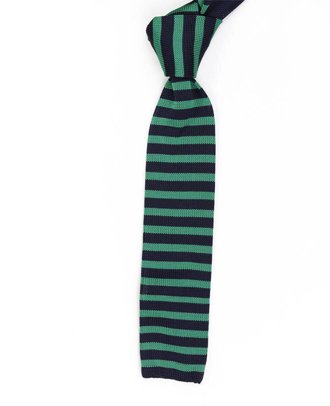FN-105  Custom green and black striped knitted tie