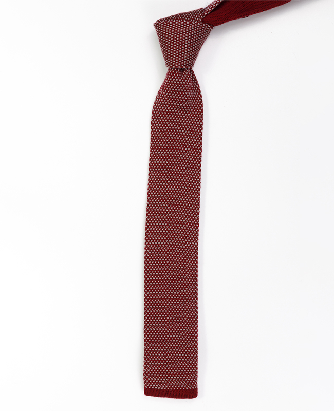 FN-106 High quality fashion solid red olour hand made silk knit necktie and bow tie set