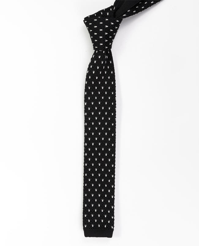 FN-107 High quality fashion small dot white colour hand made silk knit necktie