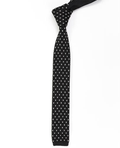 FN-110 Customizable black knitted tie with love pattern