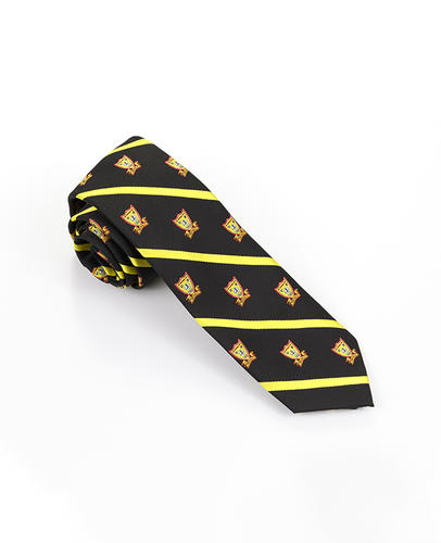 FN-004 Balck background gold line colour lion design clubl logo Handmade Silk tie
