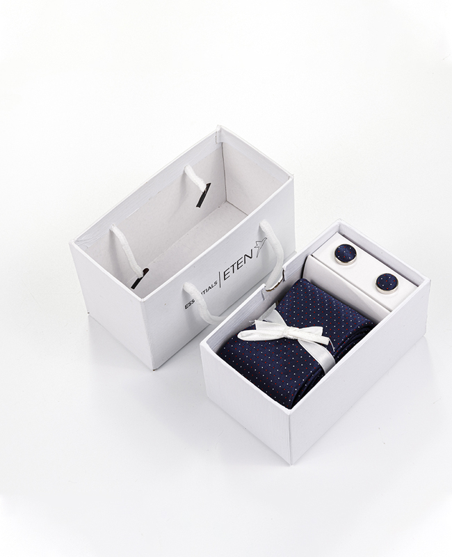 FN-048 Iuxury private label custom logo polyester fabric necktie with hankie with gift box set