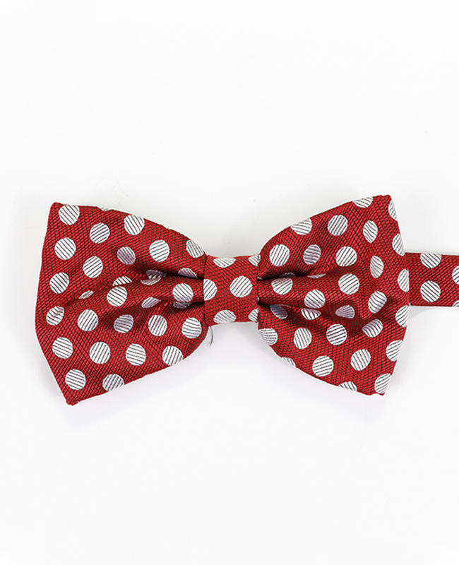 FN-056 Red color small dot design Micro Fibre Bow Tie ,hankie and necktie set