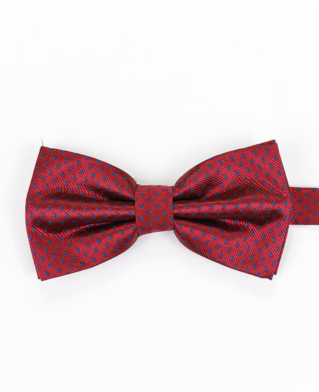 FN-066 Custom red colour high quality Woven Silk fabric Bow Tie
