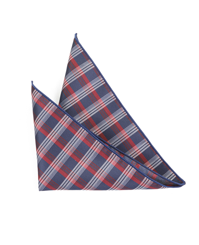 FN-083 Custom fashion purple colour wide check design woven silk fabric Pocket Square