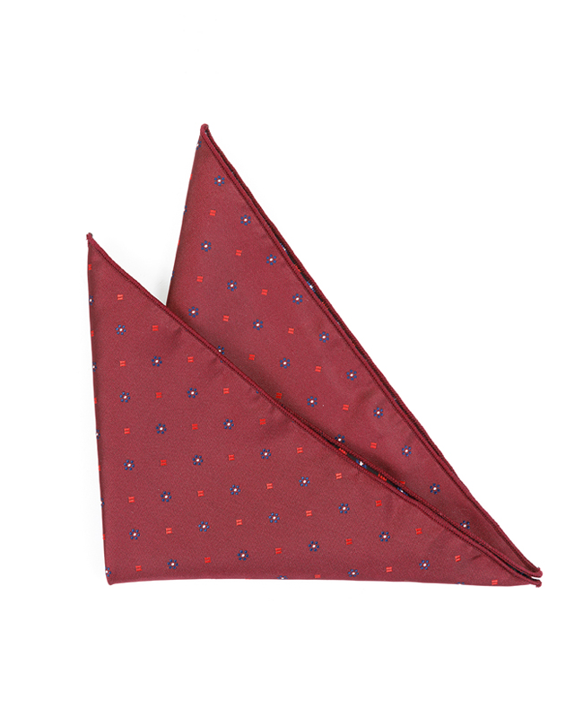 FN-085 Custom woven silk fabric logo wine colour design men's dashion Pocket Square
