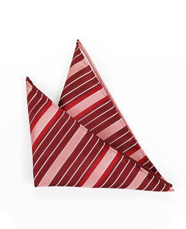 FN-092 Wide stripe design wine color woven silk fabric Pocket Square