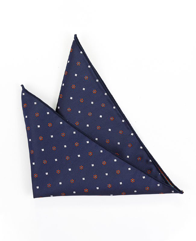 FN-099 Hot selling news design custom blue background small white dot colour woven silk fabric Pocket Square
