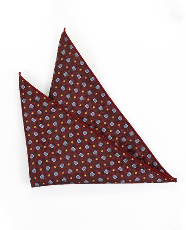 FN-100 Latest new design brown colour circle pattern men's woven silk fabric Pocket Square