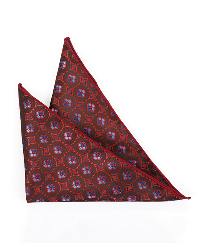 FN-102 Personalize wine colour small white dot design woven silk fabric Pocket Square